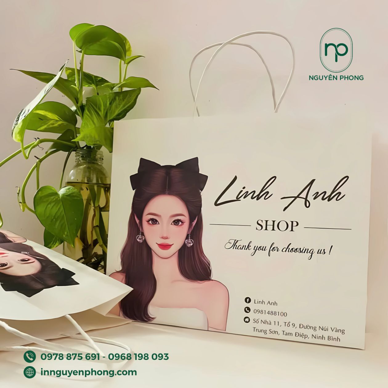 Túi giấy Kraft trắng thân thiện với môi trường